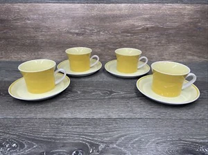 Mikasa HILO Japan Coffee Cup Yellow C4300 Teacups and Saucers ~Set of 4 - Picture 1 of 16