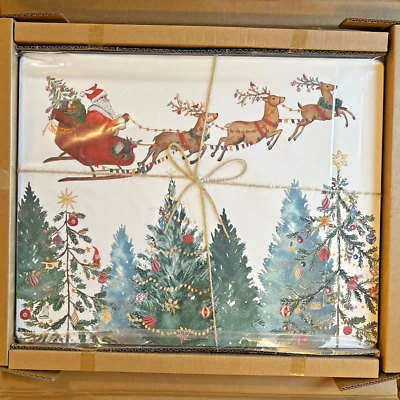 Pottery Barn Disney holiday placemat Santa Christmas Country Reindeer party - - Image 1 of 4