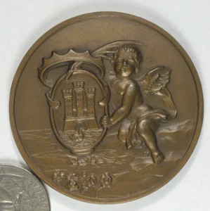 Medalla de bronce vintage 1978 Finale Emilia Italia con querubín 50 mm/dia - Imagen 1 de 2