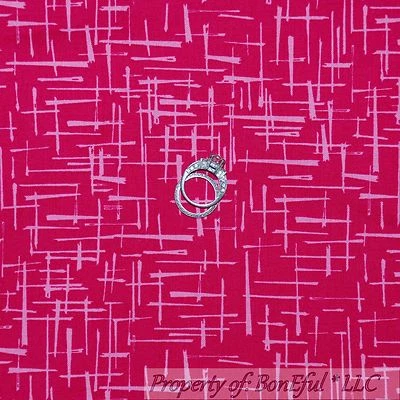 BonEful Fabric FQ Cotton Quilt Pink Sewing Needle Girl Calico Tiny Pattern Print - Image 1 of 4