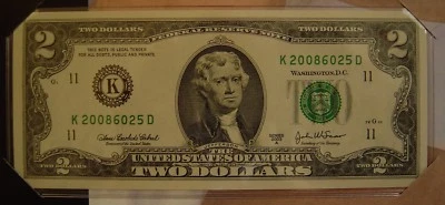 $2 DALLAS SINGLE NOTE SOLD OUT AT BEP # K20086030D - Image 1 of 3