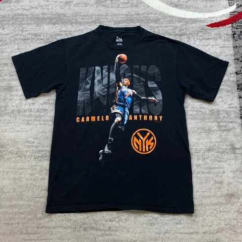 Majestic New York Knicks Carmelo Anthony Shirt Large Black Orange NBA Basketball Cover