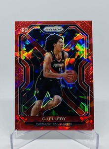 2020-21 Panini Prizm Basketball CJ Elleby Red Cracked Ice Rookie Card #283