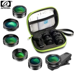 APEXEL Universal 6in1 Phone Camera LensKit FishEye WideAngle Macro CPL for Phone - Picture 1 of 8