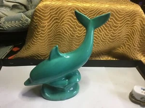 Anglia Keramik Türkis Delfin 7 1/2"" hoch 8 1/2"" lang 2 1/2"" breit  - Bild 1 von 8
