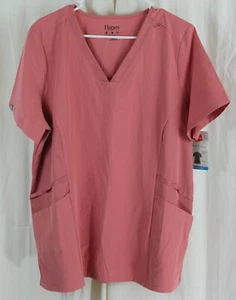 Hanes Women's Scrubs Healthcare Stretch Scrub Top Rose Pink Size XL - Picture 1 of 3