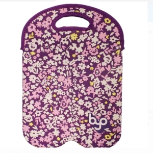 BYO Two Bottle BUILT NY Neoprene Wine Water Tote Holder Purple Ditzy Floral NEW - Picture 1 of 1