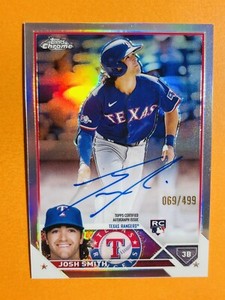 2023 Topps Chrome Rookie Autograph Refractor Josh Smith #RA-JSM Rangers Auto RC