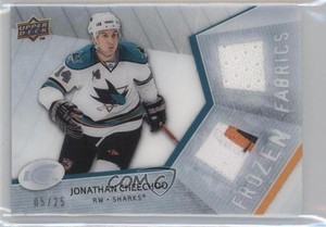 2008 Upper Deck Ice Frozen Fabrics PETG Patch/Jersey /25 Jonathan Cheechoo #JC