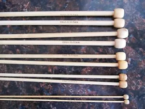 Bamboo single point knitting needles,sizes 0, 6, 8, 10, 10.5 - 5 sets, 14" long - Picture 1 of 3