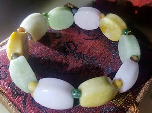 Certified Grade A Multi Color Mens Jade Healthy Life Stretch Bracelet - Picture 1 of 3