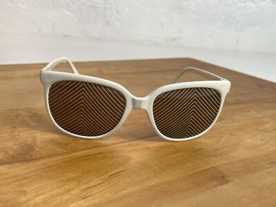 Vtg 1970's Op Art Sunglasses Made in France White Plastic Striped Lenses - Image 1 of 4
