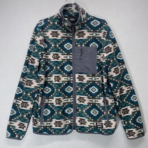 WeSC Jacket Mens Large Fleece Blue Brown Full Zip Aztec Southwestern Geometric - Picture 1 of 12