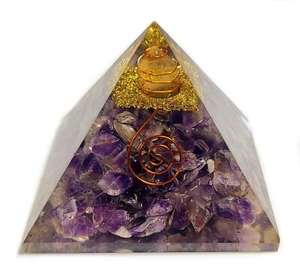 2.8" Purple Amethyst Quartz Orgonite Pyramid Energy Reiki Charged Generator - Picture 1 of 8