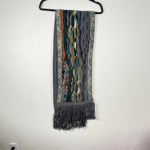 COOGI Australia Wool Scarf Multicolor Knit Fringed Textured - Picture 1 of 5