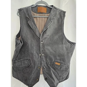 Outback Trading Co Mens Vest XXL Gray Denim Western Cowboy Style Pockets Button - Picture 1 of 6