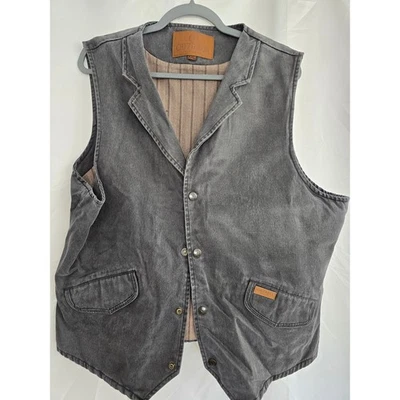 Outback Trading Co Mens Vest XXL Gray Denim Western Cowboy Style Pockets Button - Image 1 of 4