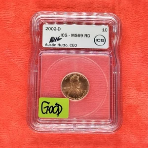 2002 D PENNY LINCOLN MEMORIAL CENT ICG MS69 RD. - Picture 1 of 4