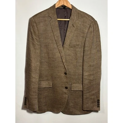 J Crew Ludlow Herringbone Blazer Jacket Mens 42R Brown Linen Blend Academia - Image 1 of 4