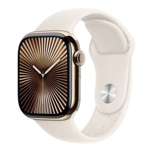 Apple Watch Series 10 GPS + Cellular 46mm Gold Titanium Case with Starlight Spor - Foto 1 di 1