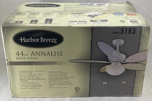 RARE Vintage Harbor Breeze 44in Annalise White Finish Ceiling Fan Model 5183 - Picture 1 of 7