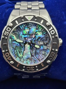 Aragon A169 Enforcer Quadrante Abalone T100 Indici 50mm Completamente Automatico con Scatola - Foto 1 di 9