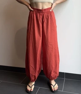 Pantalones de Verano Gudrun Sjoden Harén Aladdin Globo Algodón Rojo Talla M - Imagen 1 de 11