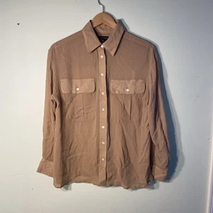 Banana Republic Womens Small Safari Sheer Blouse Tan Camel Classic Preppy Office - Picture 1 of 13