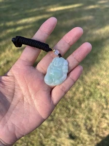 Fine Green 100% Natural Grade A Jadeite Jade Buddha Pendant B310 - Picture 1 of 9