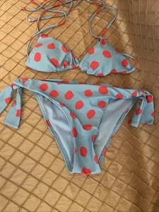 Compania Fantastica Bikini Swimsuit Size S Red Blue With Carry Pouch - Picture 1 of 13
