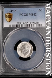 1949-S Roosevelt Dime - PCGS MS62 - Brilliant Uncirculated Lustrous #SLI2 - Picture 1 of 2