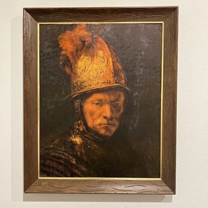 Vintage "Man in the Golden Helmet" Print Rembrandt van Rijn 19x23 Framed - Picture 1 of 10
