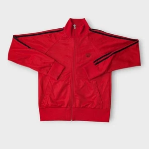 Fred Perry Womens Track Jacket UK12 Red Black Striped 90s Retro Casual - Picture 1 of 14