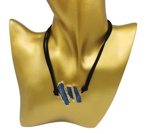 Raw Kyanite Gold Plated Black Velvet Suede Choker Necklace - Bild 1 von 5