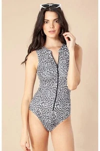 Hale Bob Amina Zip-Up One Piece Swimsuit Size Small - Picture 1 of 9