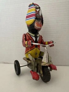 Wind Up Tin Toy Monkey On Tricycle —it Works - Picture 1 of 7