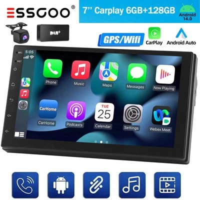 MP5 Doppel 2DIN DAB+ Android 14 6+128GB Autoradio GPS Navi Bluetooth WiFi FM RDS - Bild 1 von 4