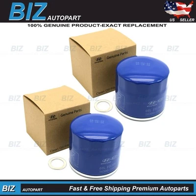 Genuine 2PCS Oil Filters for 1986-25 Genesis Hyundai Kia 26300-35505 26300-35600 - Изображение 1 из 4