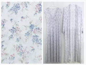 Vintage BARAD & CO Nightgown & Robe Set Sz M White Blue Pink Floral Long - Picture 1 of 10