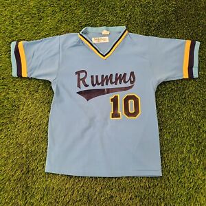 Vintage 80s Funny Rumms Baseball Jersey Shirt Teens L 19x25 Single-Stitch Blue