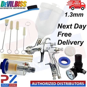 DeVilbiss FLG-G5 1.3mm Paint Spray Gun with Air Filter/Regulator/Cleaning Kit - Picture 1 of 1