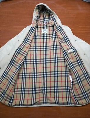 Vintage BURBERRY Duffle Coat Hooded winter Coat Nova Check Kids BOY Wool Size 18 - Image 1 of 4