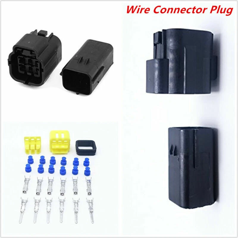 Waterproof Car Automotive 5 Sets 6 Pin Way Amp Sealed Wire Connector Plug Black - Image 1 of 4