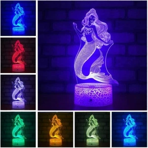 3D Mermaid Illusion Lamp LED Night Light 16 Colors Changing girls bday gift - Picture 1 of 1