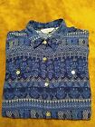 Roper Shirt Women's Medium Blue Aztec Button Up Western Cowgirl Ranch Pockets 