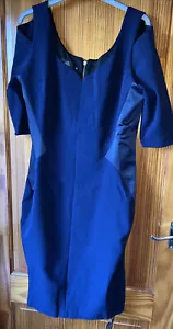 Ladies Size 16 Hybrid Dress Cold Shoulder Two Toned Navy Blue New Tags - Picture 1 of 10