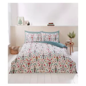 Juego de edredón blanco Cascanueces - individual, doble, king - ropa de cama festiva reversible - Imagen 1 de 2