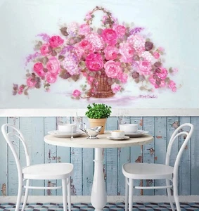 3D Pink Flower Basket C1428 Wallpaper Mural Photo Wallpaper Debi Coules Amy 2023 - Picture 1 of 11
