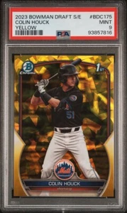 2023 Bowman Draft Sapphire Colin Houck Yellow Refractor /75 PSA 9 Mint #BDC-175 - Picture 1 of 2