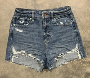 American Eagle Highest Rise Mom Jean Shorts Women’s Sz 4 Cut Off Blue Denim - Picture 1 of 5